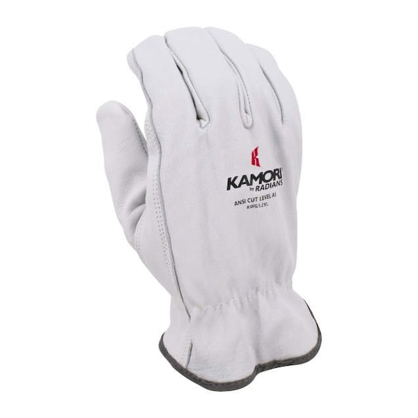 Radians¬Æ Kamori‚Ñ¢ Leather Gloves W/Aramid Liner, Cut A4, 1 Pair, White, M